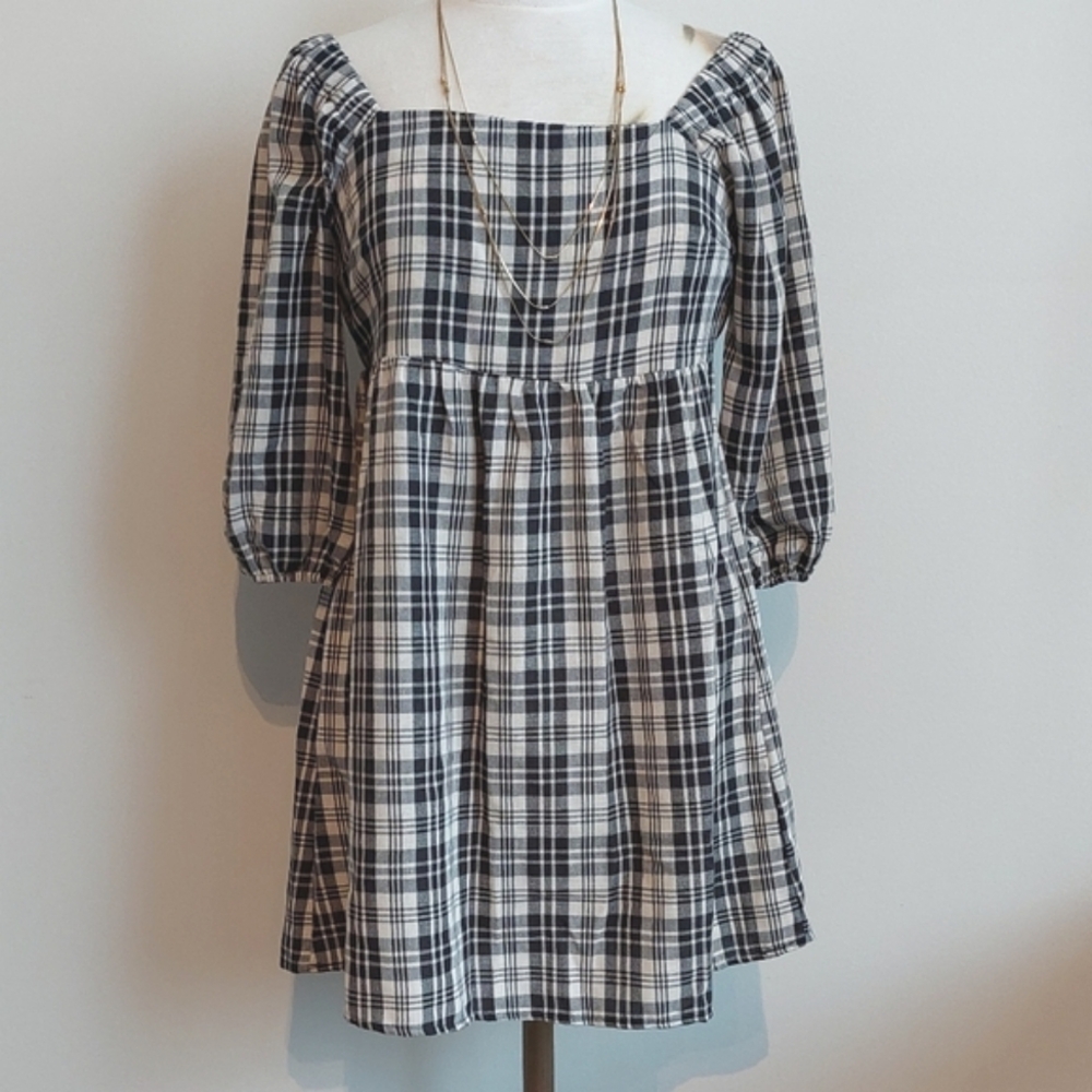 monteau -  Milkmaid Dress size M - Plaid Black/Off-White